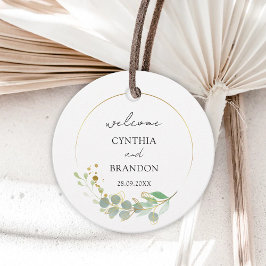Moderne groene geometrische rustieke bruiloft bedankjes labels