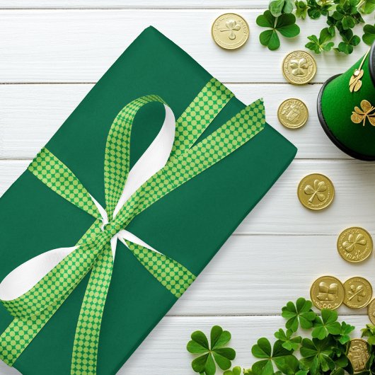 Moderne groene geometrische St. Patrick's Day Satijnen Lint
