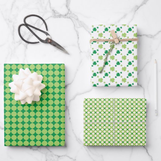 Moderne Groene Geometrische St. Patrick's Day set  Inpakpapier Vel (Voorkant)