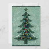 Moderne groene geometrische vrolijke kerstboom fot feestdagenkaart (Voorkant)