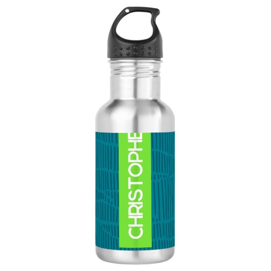 Moderne groene gepersonaliseerde naam waterfles (Voorkant)