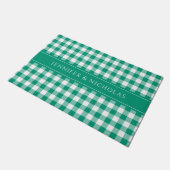 Moderne groene geruite Gingham naam Deurmat (Schuin)