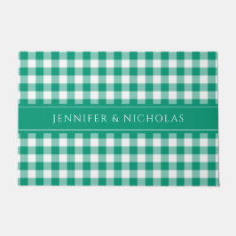 Moderne groene geruite Gingham naam Deurmat