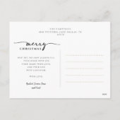 Moderne groene geruite kerstfoto met boog en schri feestdagenkaart (Achterkant)