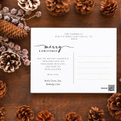 Moderne groene geruite kerstfoto met boog en schri feestdagenkaart