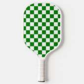 Moderne Groene Geruite Monogram Pickleball Paddle (Achterkant)
