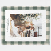 Moderne groene geruite rustieke kerstfoto  fleece deken (Voorkant (Horizontaal))