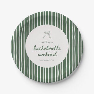 Moderne Groene Gestreepte Coquette Bachelorette We Papieren Bordje