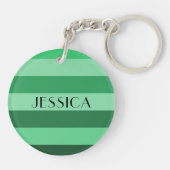 Moderne groene gestreepte naam sleutelhanger (Achterkant)