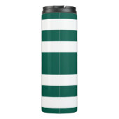 Moderne Groene Gestreepte Script Naam Thermosbeker (Achterkant)