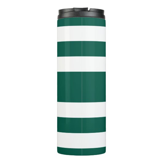 Moderne Groene Gestreepte Script Naam Thermosbeker (Achterkant)