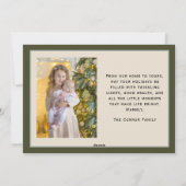 Moderne groene gezinsfoto prettige feestdagen feestdagenkaart (Achterkant)