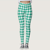 Moderne groene gingham karostof leggings (Voorkant)