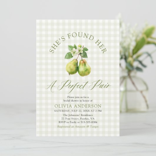 Moderne groene Gingham Perfect Pair Bruidsmeisjesf Kaart (Staand voorkant)