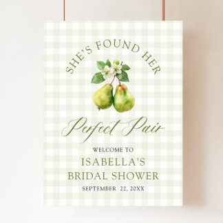 Moderne groene Gingham Perfect Pair Bruiloftsuitno Poster