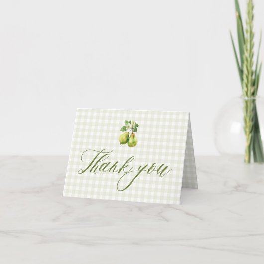 Moderne Groene Gingham Perfecte Paar Bruidsuitnodi Bedankkaart (Voorkant)