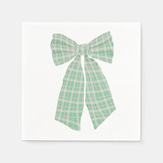 Moderne  groene gingham romantische kokettenstrik servet (Voorkant)