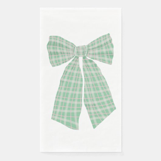 Moderne groene gingham romantische kokettenstrik servet (Voorkant)