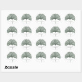 Moderne Groene Ginkgo Monogram Trouwdag Ronde Sticker (Vel)