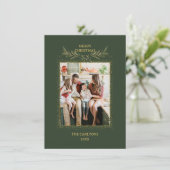 moderne groene glitter kerst feestdagenkaart (Staand voorkant)