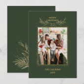 moderne groene glitter kerst feestdagenkaart (Voorkant / Achterkant)