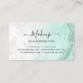 Moderne, groene glitter marmer make-up artiest afsprakenkaartje (Achterkant)