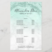 Moderne, groene glitter marmer make-up artiest flyer (Voorkant)