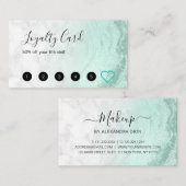 Moderne, groene glitter marmer make-up artiest klantenkaartje (Voorkant / Achterkant)