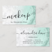 Moderne, groene glitter marmer make-up artiest visitekaartje (Voorkant / Achterkant)