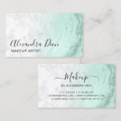 Moderne, groene glitter marmer make-up artiest visitekaartje (Voorkant / Achterkant)