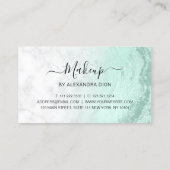Moderne, groene glitter marmer make-up artiest visitekaartje (Achterkant)
