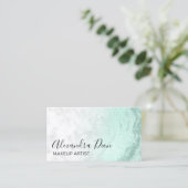 Moderne, groene glitter marmer make-up artiest visitekaartje (Staand voorkant)