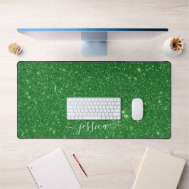 Moderne groene glitter scriptnaam bureaumat