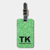 Moderne groene glitterprint bagagelabel (Voorkant verticaal)