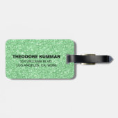 Moderne groene glitterprint bagagelabel (Achterkant horizontaal)