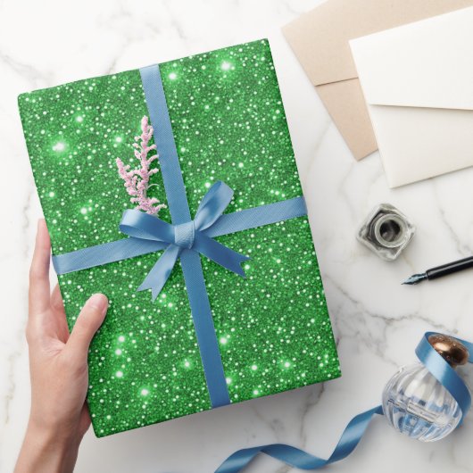 Moderne Groene Glittery Party Cadeaupapier (Geschenken)