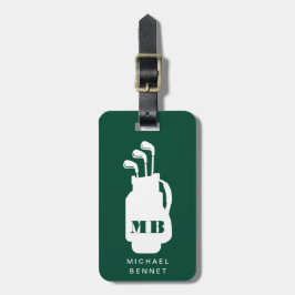 Moderne Groene Golf Sport Monogram Bagagelabel