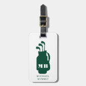Moderne groene golf sport monogram bagagelabel (Voorkant verticaal)
