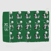 Moderne groene golfballen en kar met aangepaste mo golfhanddoek (Horizontaal)