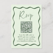 Moderne groene golvende kader QR-code trouw-RSvp Informatiekaartje (Voorkant)