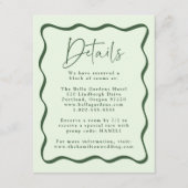 Moderne groene golvende Lijst bruiloft details Informatiekaartje (Voorkant)
