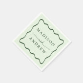 Moderne Groene Golvende Lijst Bruiloft Servet (Hoek)