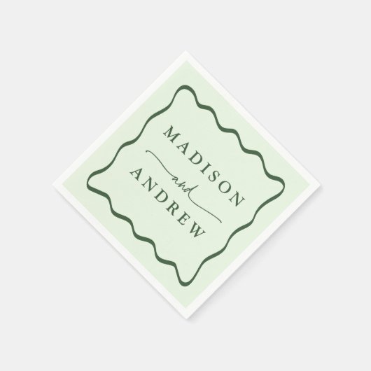 Moderne Groene Golvende Lijst Bruiloft Servet (Hoek)