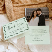 Moderne Groene Golvende Lijst Foto Bruiloft Bedankkaart