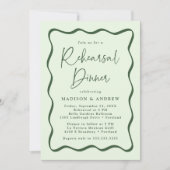 Moderne groene golvende lijst oefenbruiloft diner kaart (Voorkant)