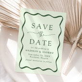 Moderne Groene Golvende Trouwlijst Save The Date