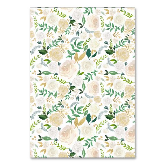 Moderne groene goud ivoor bloemen plaatskaart kaart (Achterkant)