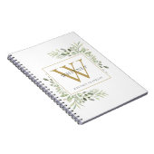 Moderne groene goud monogram naam notebook notitieboek (Rechterzijde)