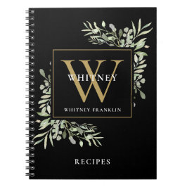 Moderne groene goud monogram naam recepten kookboe notitieboek