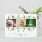 Moderne groene goudbessen Waterverf Griekenland Feestdagenkaart (Staand voorkant)